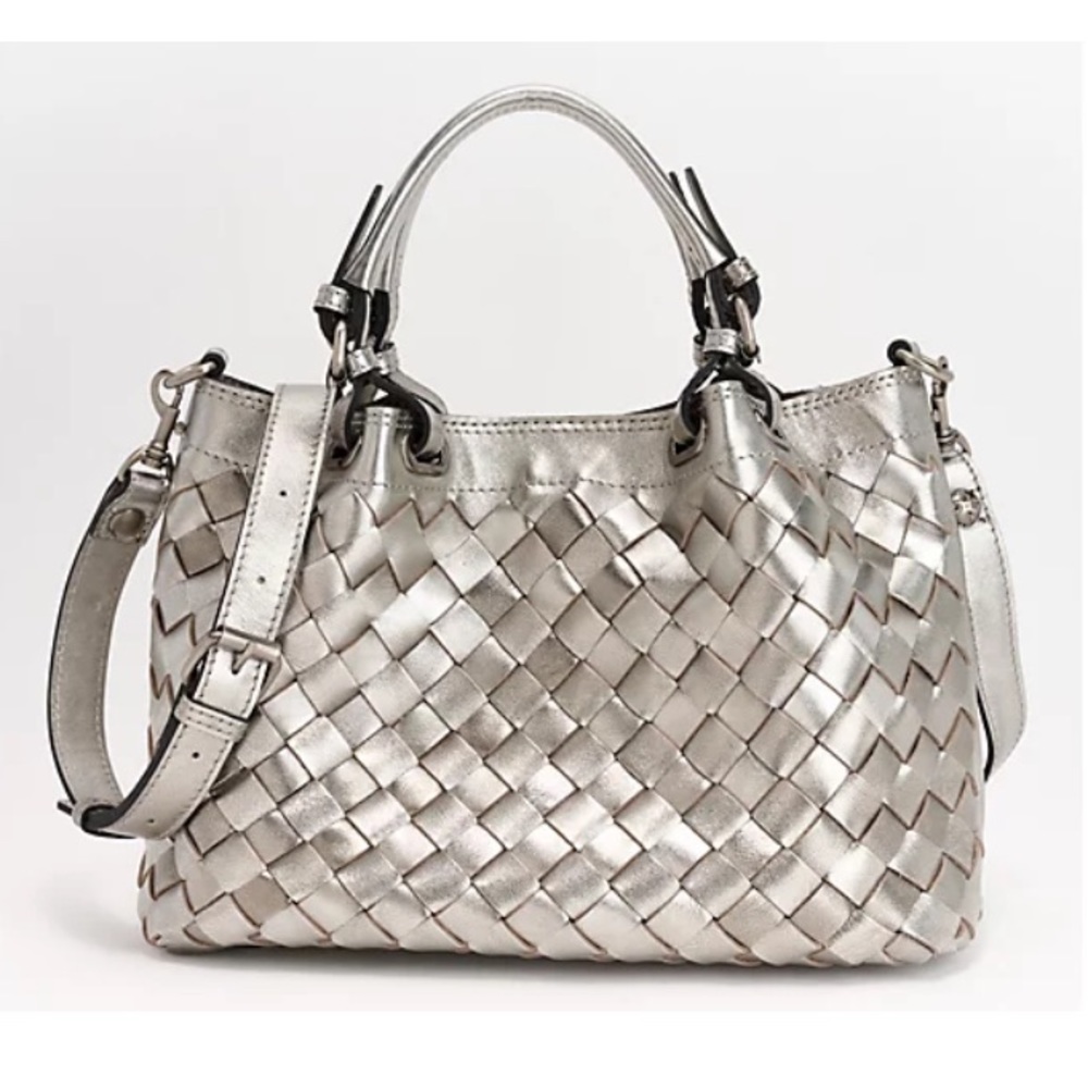 Brand New Patricia Nash Discovery Woven Leather Satchel + Crossbody Strap